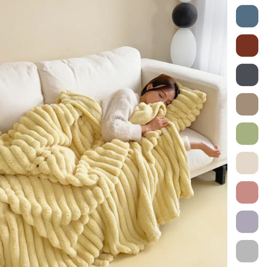 Soft Wind Bubble Velvet Blanket Warm Solid Rabbit Fur  Double-sided Thickening